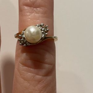 Pearl and Diamond Ring, Size 5 1/2